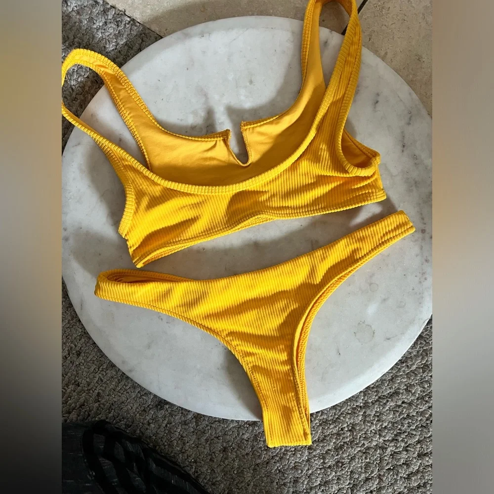 Frankie’s Bikinis yellow sexy and sporty bikini